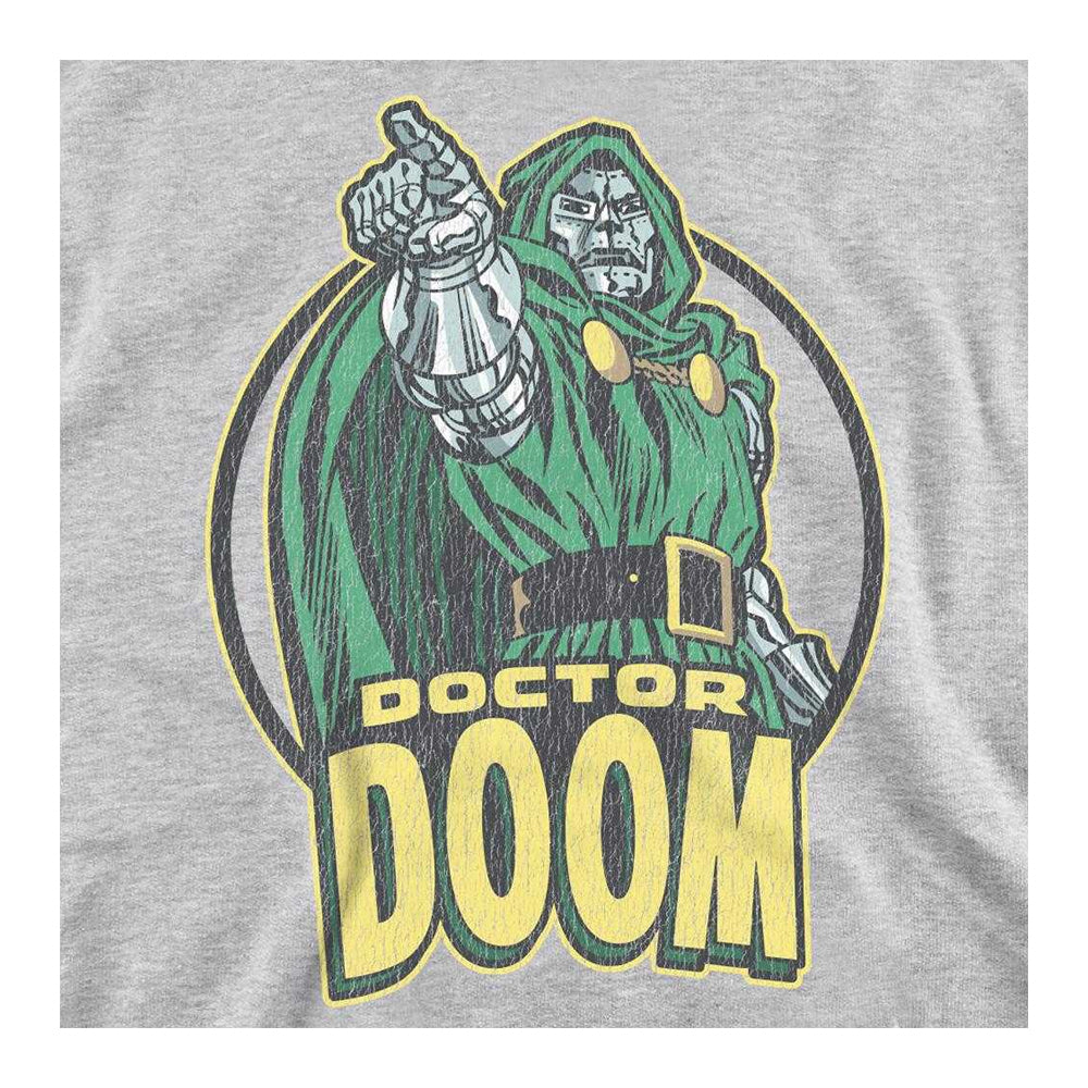 Athletic Heather - Side - Doctor Doom Unisex Adult Retro Finger Pointing Weave Sweatshirt