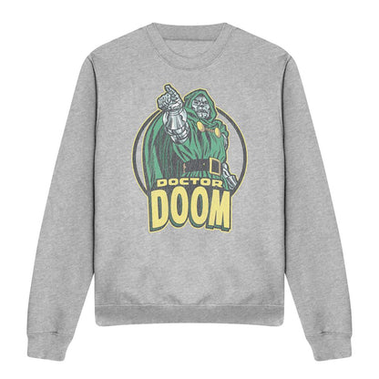 Athletic Heather - Front - Doctor Doom Unisex Adult Retro Finger Pointing Weave Sweatshirt