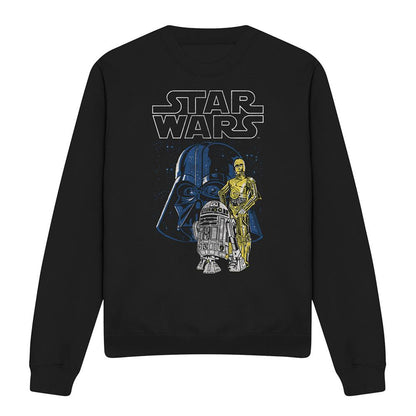 Black - Front - Star Wars Unisex Adult Vader And Droids Weave Long-Sleeved Sweatshirt