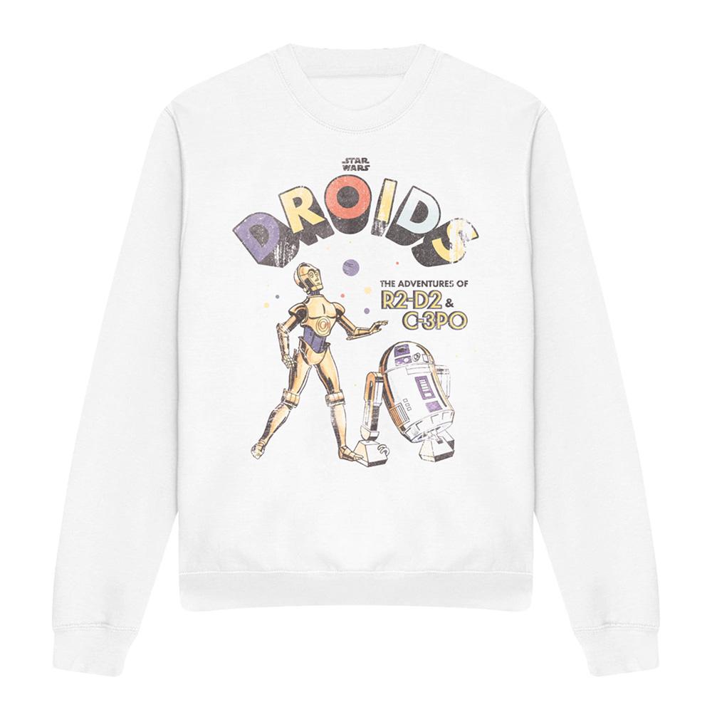 White - Front - Star Wars Unisex Adult Droids Retro Sweatshirt