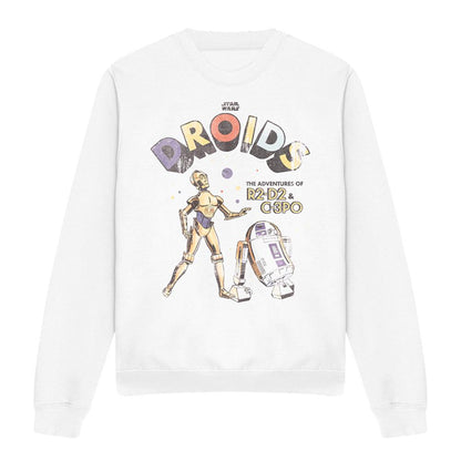 White - Front - Star Wars Unisex Adult Droids Retro Sweatshirt