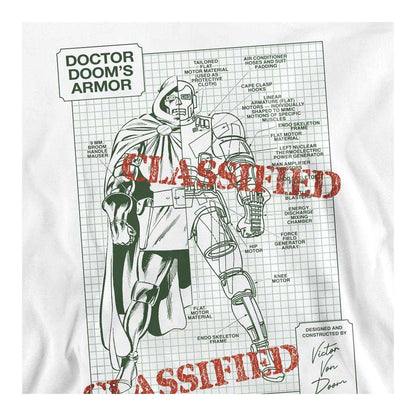 White - Side - Doctor Doom Unisex Adult Classified Armor Blueprint Long-Sleeved Sweatshirt