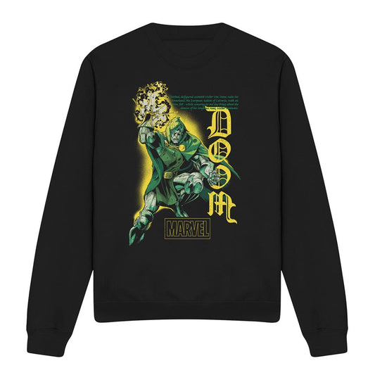 Black - Front - Doctor Doom Unisex Adult Villain Trend Long-Sleeved Sweatshirt