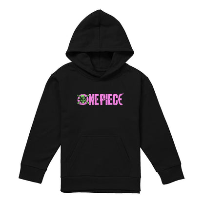 Black - Front - One Piece Childrens-Kids Luffy Jolly Roger Pullover Hoodie