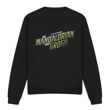 Black - Front - Star Wars Mandalorian Unisex Adult Grogu Wave Logo Long-Sleeved Sweatshirt