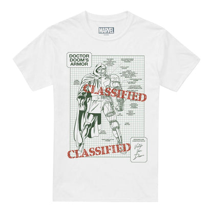 White - Front - Doctor Doom Unisex Adult Classified Armor Blueprint T-Shirt