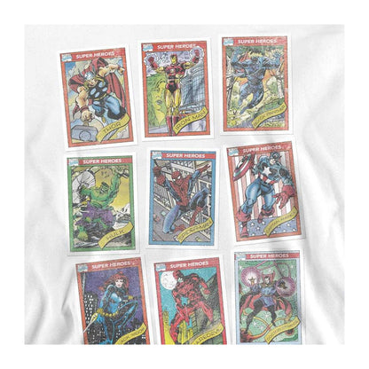 White - Side - Marvel Unisex Adult Trading Card Grid Retro Weave Long-Sleeved Sweatshirt