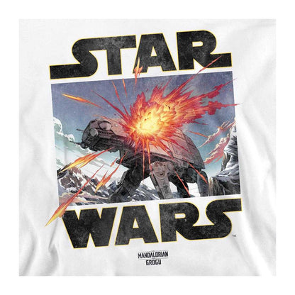 White - Side - Star Wars Mandalorian Unisex Adult AT AT Attack Grogu Long-Sleeved Sweatshirt