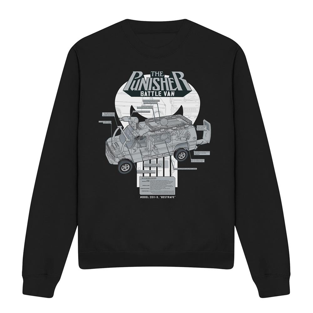 Black - Front - The Punisher Unisex Adult Battle Van Specs Sweatshirt