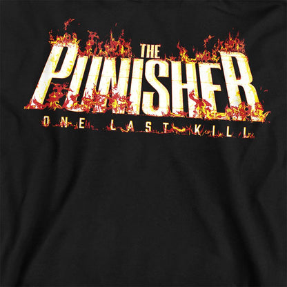 Black - Side - The Punisher: One Last Kill Unisex Adult Burning Logo Long-Sleeved Sweatshirt