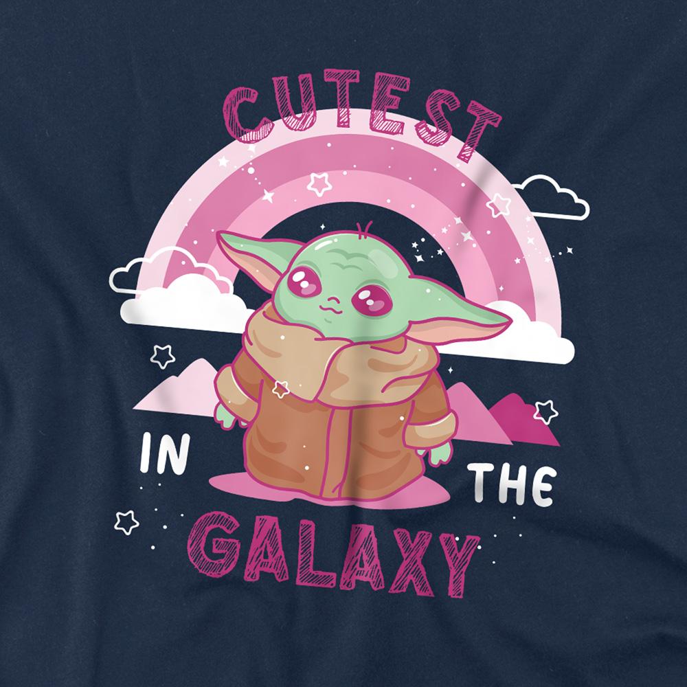 Navy - Side - Star Wars Childrens-Kids Cutest In The Galaxy Grogu T-Shirt