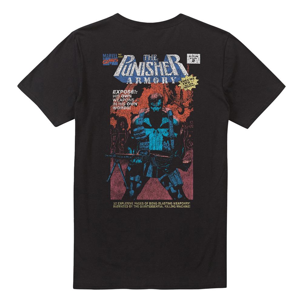 Black - Back - The Punisher Unisex Adult Skull Armory Back Print T-Shirt