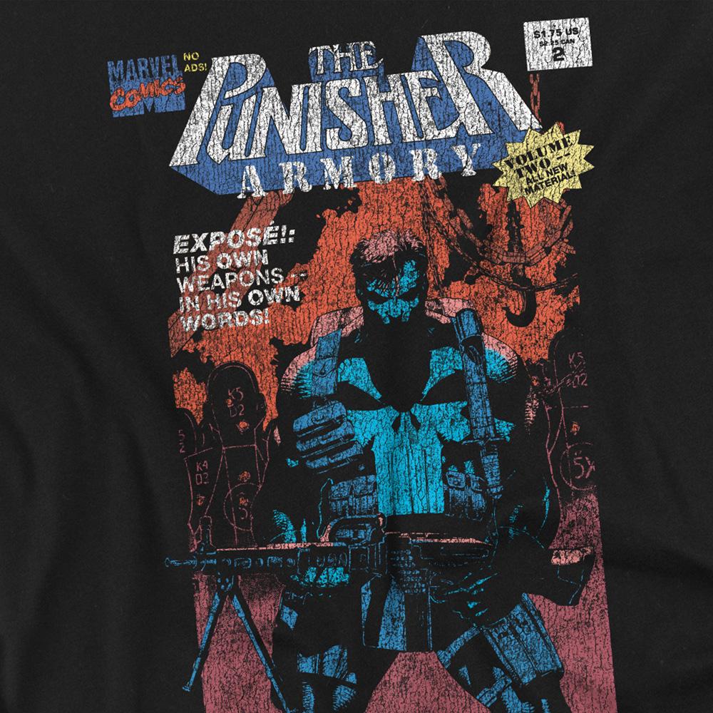 Black - Side - The Punisher Unisex Adult Skull Armory Back Print T-Shirt