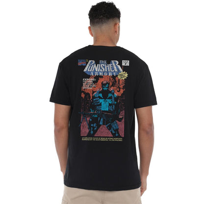 Black - Pack Shot - The Punisher Unisex Adult Skull Armory Back Print T-Shirt