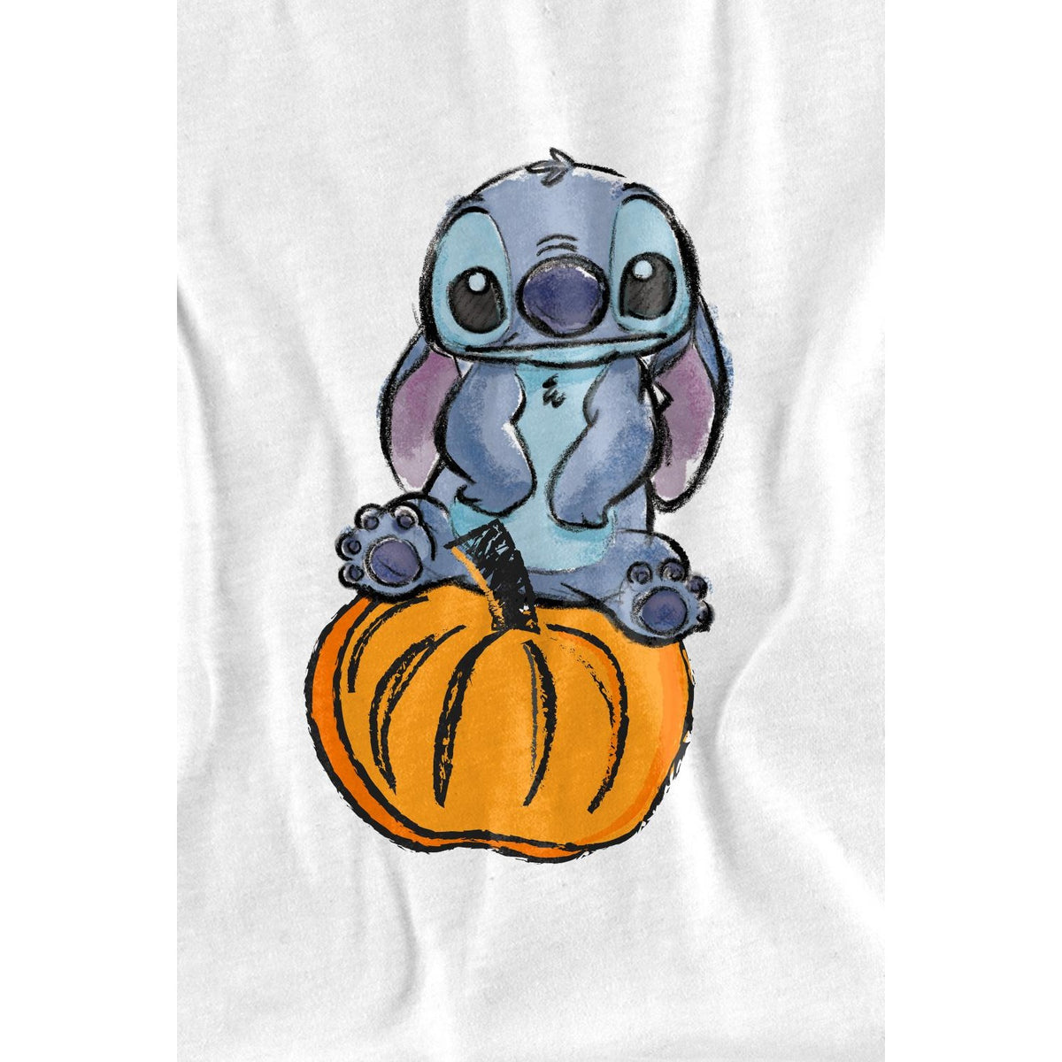 White - Back - Lilo & Stitch Childrens-Kids Pumpkin Sketch T-Shirt