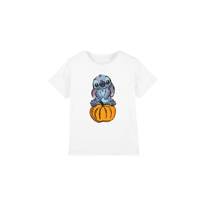 White - Front - Lilo & Stitch Childrens-Kids Pumpkin Sketch T-Shirt