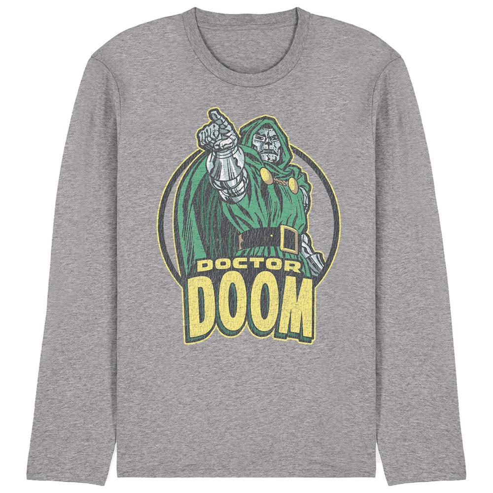 Athletic Heather - Front - Doctor Doom Unisex Adult Doctor Doom Finger Pointing Long-Sleeved T-Shirt