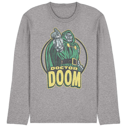 Athletic Heather - Front - Doctor Doom Unisex Adult Doctor Doom Finger Pointing Long-Sleeved T-Shirt