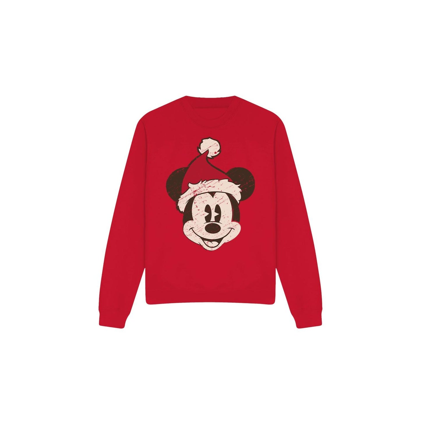 Red - Front - Disney Unisex Adult Mickey Mouse Santa Face Sweatshirt