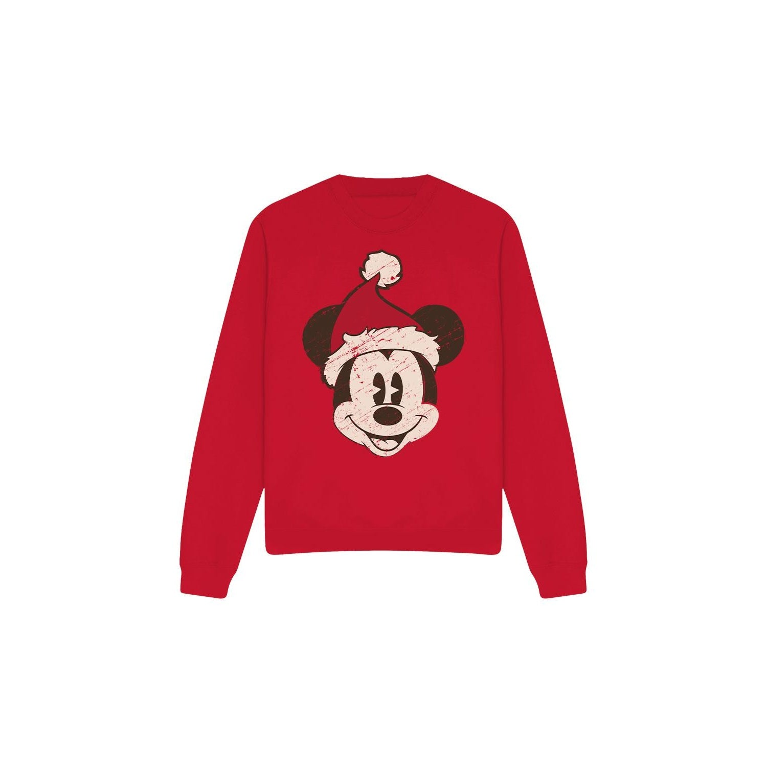 Red - Front - Disney Unisex Adult Mickey Mouse Santa Face Sweatshirt