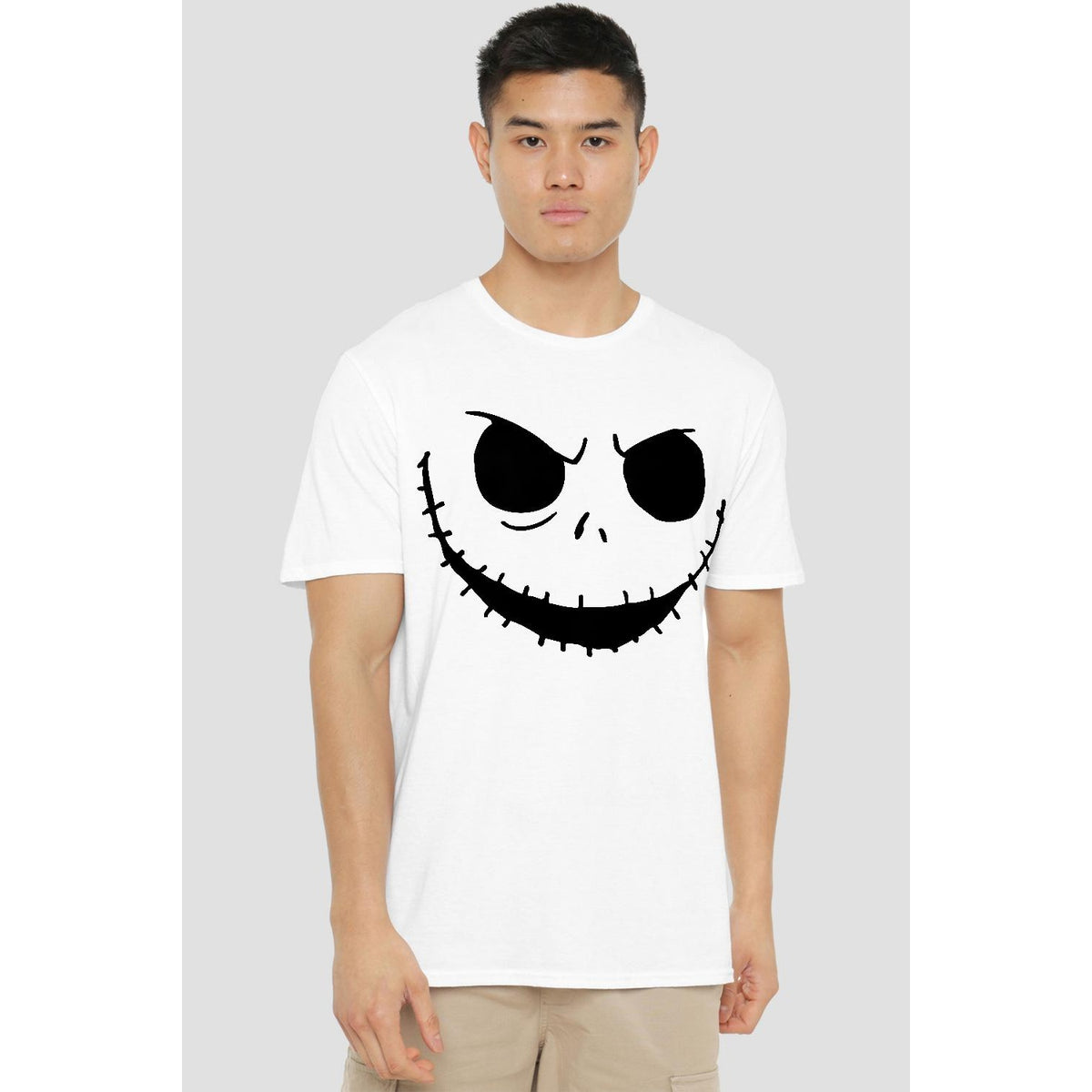White - Back - The Nightmare Before Christmas Mens Jack Face T-Shirt
