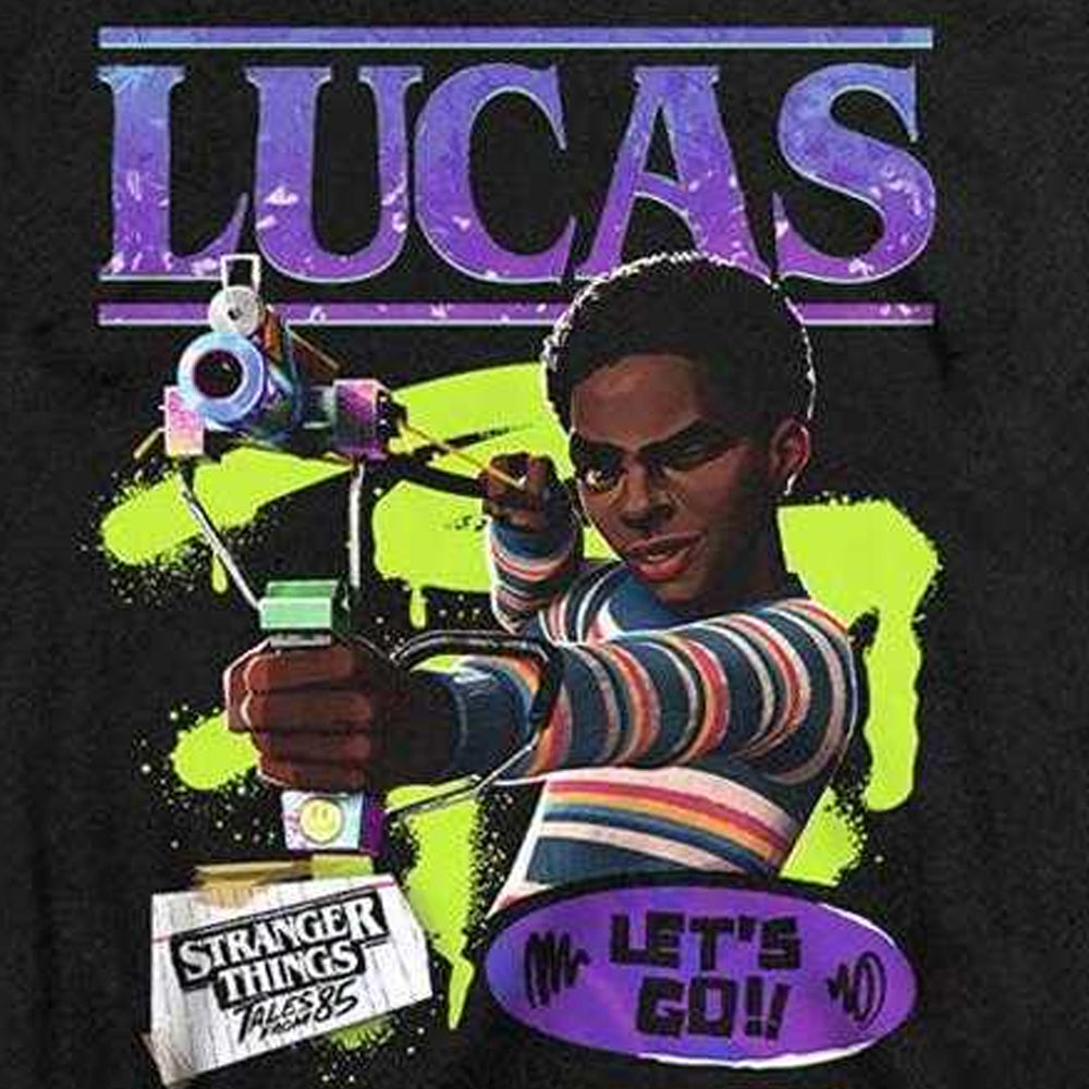 Black - Side - Stranger Things: Tales from ´85 Womens-Ladies Lucas Fitted T-Shirt