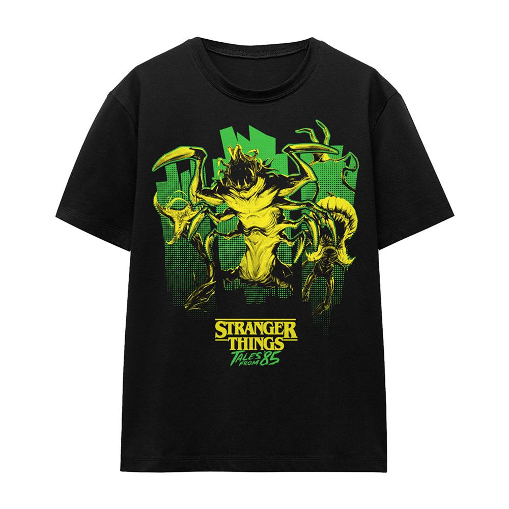 Black - Front - Stranger Things: Tales from ´85 Womens-Ladies Monster Plants T-Shirt