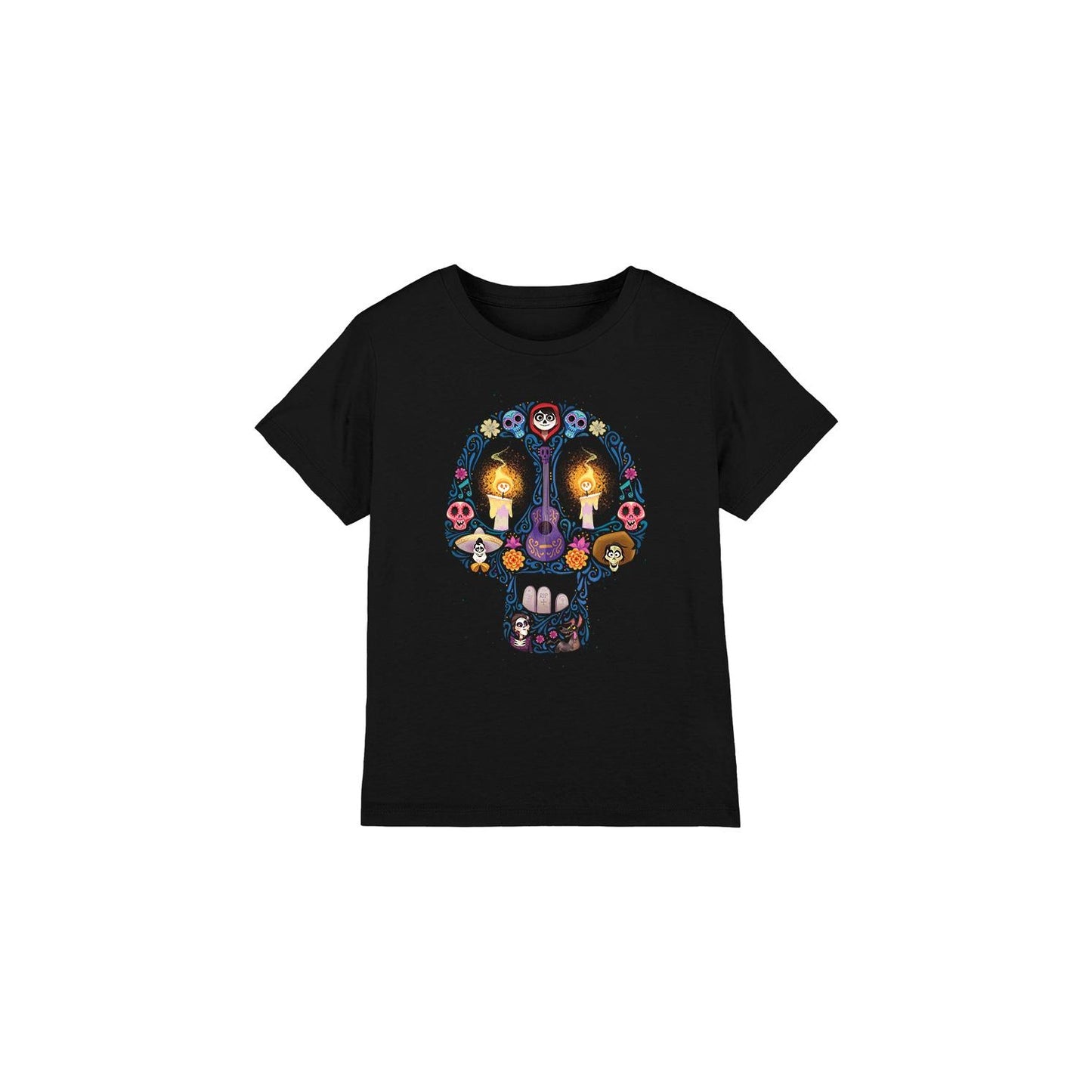 Black - Front - Coco Childrens-Kids Day Of The Dead Ernesto Miguel Hector Skull T-Shirt