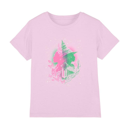Pink - Front - Wicked Childrens-Kids Elphaba and Glinda Portrait T-Shirt