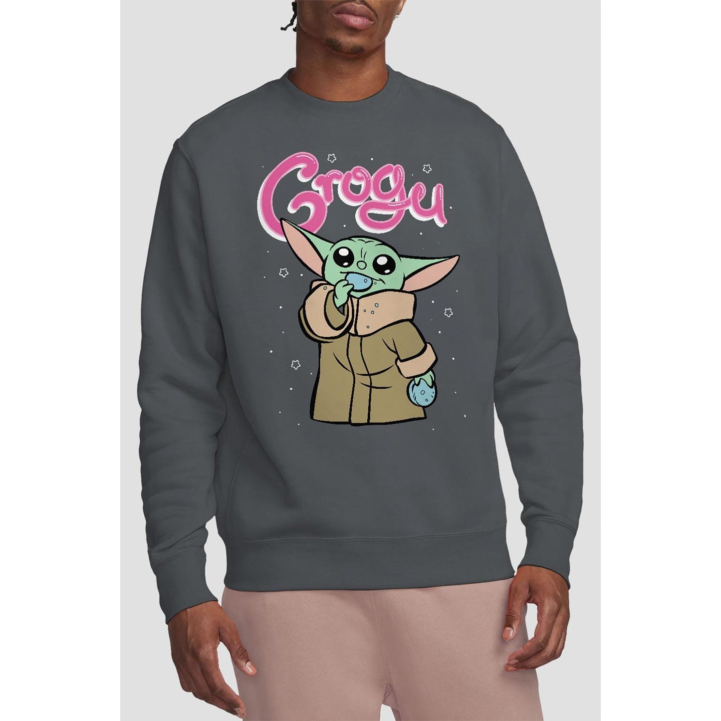 Charcoal - Back - Star Wars: The Mandalorian Unisex Adult Grogu Bubble Sweatshirt