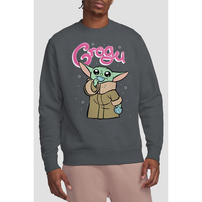 Charcoal - Back - Star Wars: The Mandalorian Unisex Adult Grogu Bubble Sweatshirt