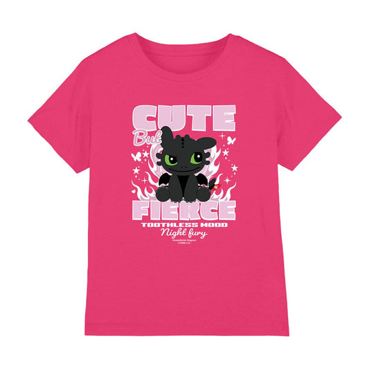 Hot Pink - Front - How To Train Your Dragon Childrens-Kids Cute But Fierce Toothless T-Shirt