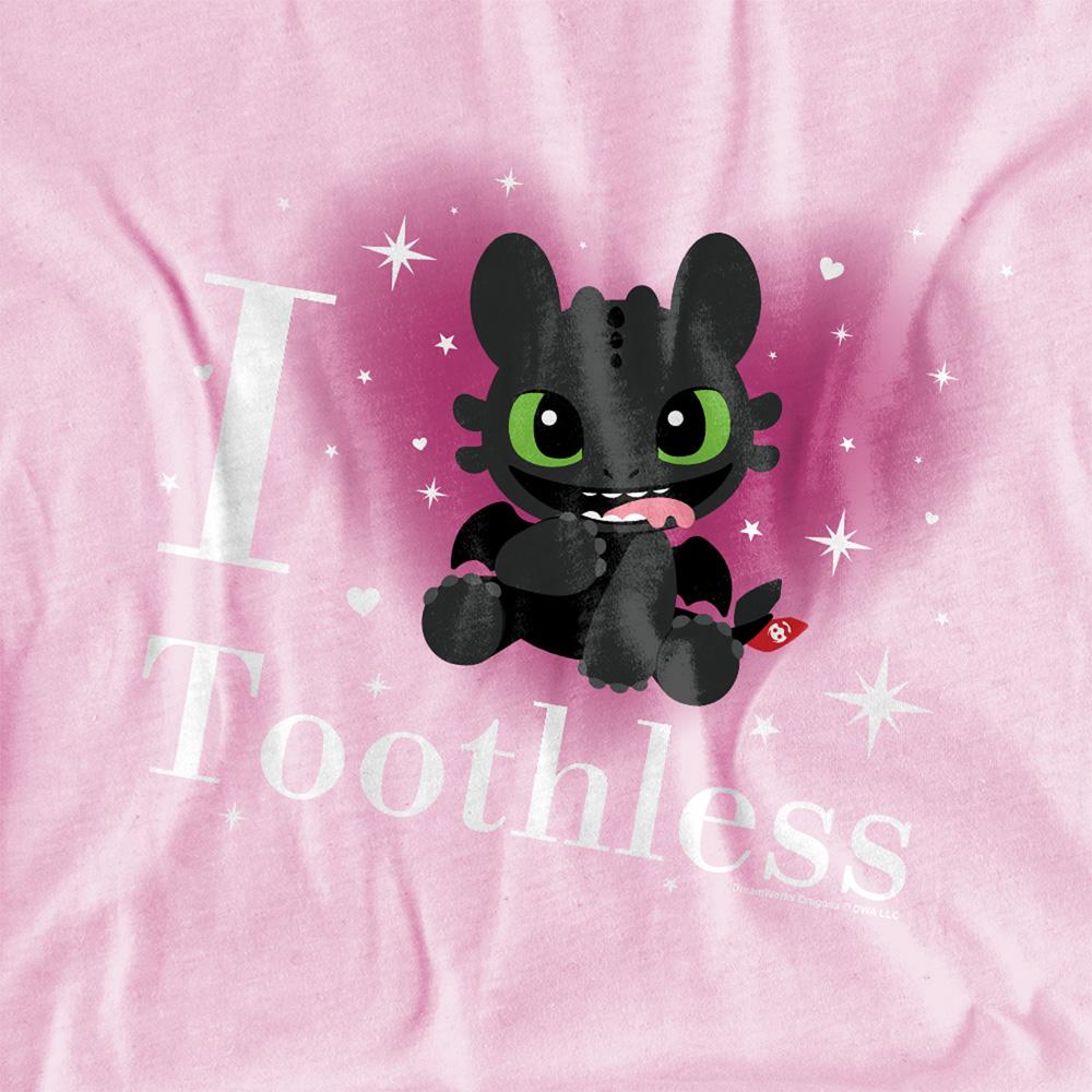 Pink - Side - How To Train Your Dragon Childrens-Kids I Heart Toothless Sparkle T-Shirt