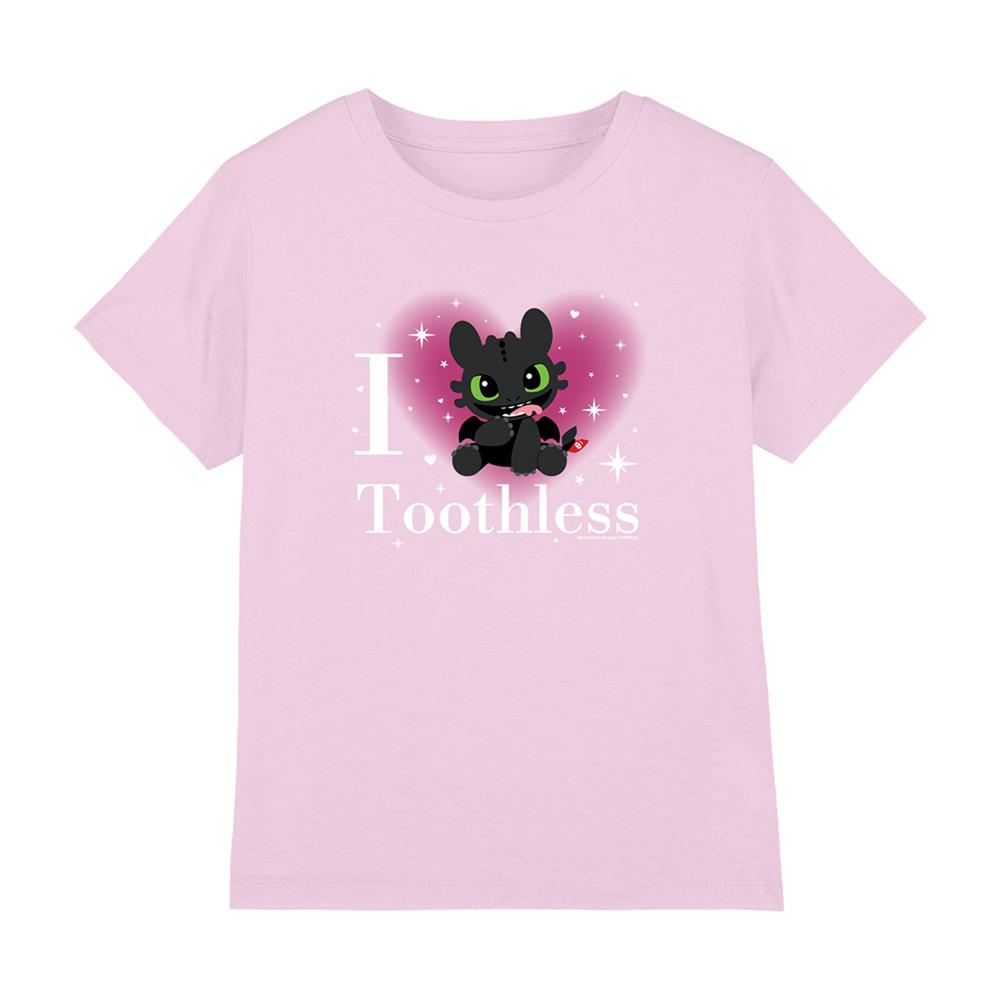 Pink - Front - How To Train Your Dragon Childrens-Kids I Heart Toothless Sparkle T-Shirt