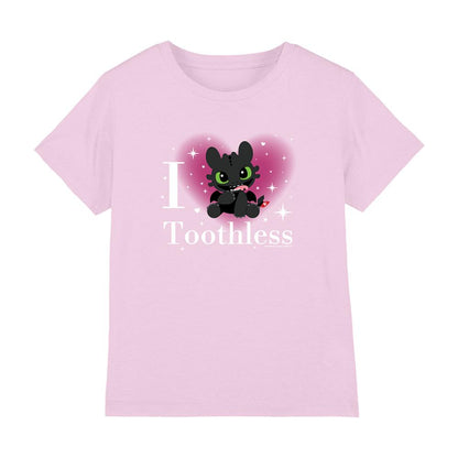 Pink - Front - How To Train Your Dragon Childrens-Kids I Heart Toothless Sparkle T-Shirt
