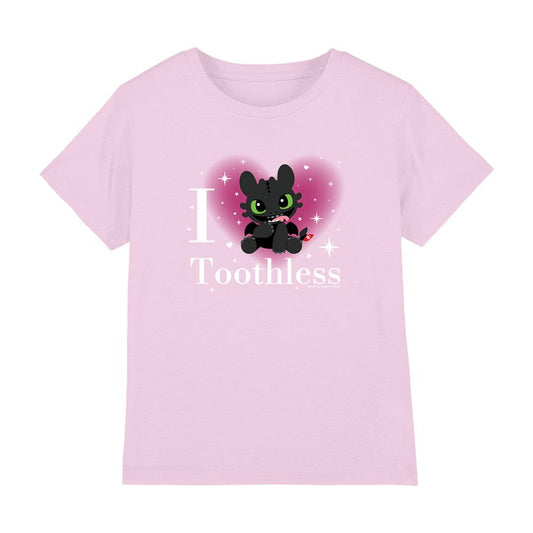 Pink - Front - How To Train Your Dragon Childrens-Kids I Heart Toothless Sparkle T-Shirt