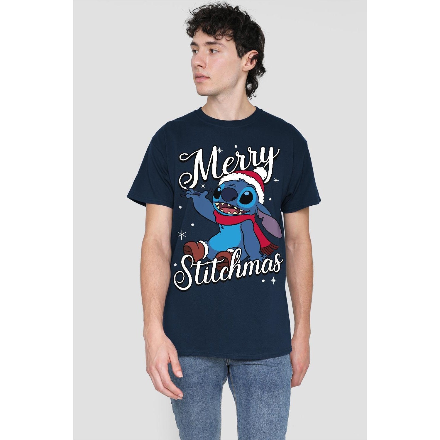 Navy - Back - Lilo & Stitch Mens Merry Stitchmas T-Shirt