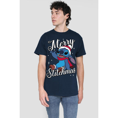 Navy - Back - Lilo & Stitch Mens Merry Stitchmas T-Shirt