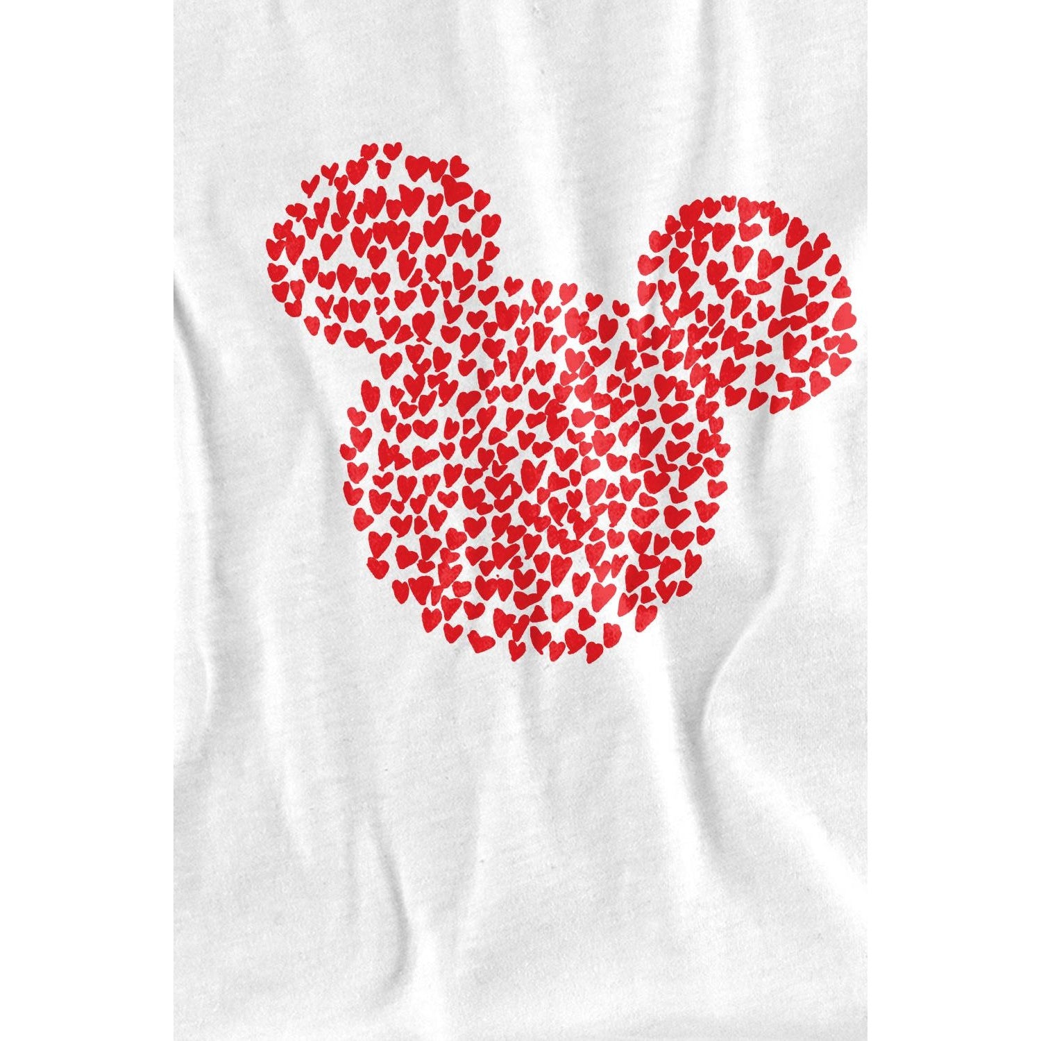 White - Lifestyle - Disney Childrens-Kids Mickey Mouse Heart Ears Silhouette Valentine`s Day T-Shirt