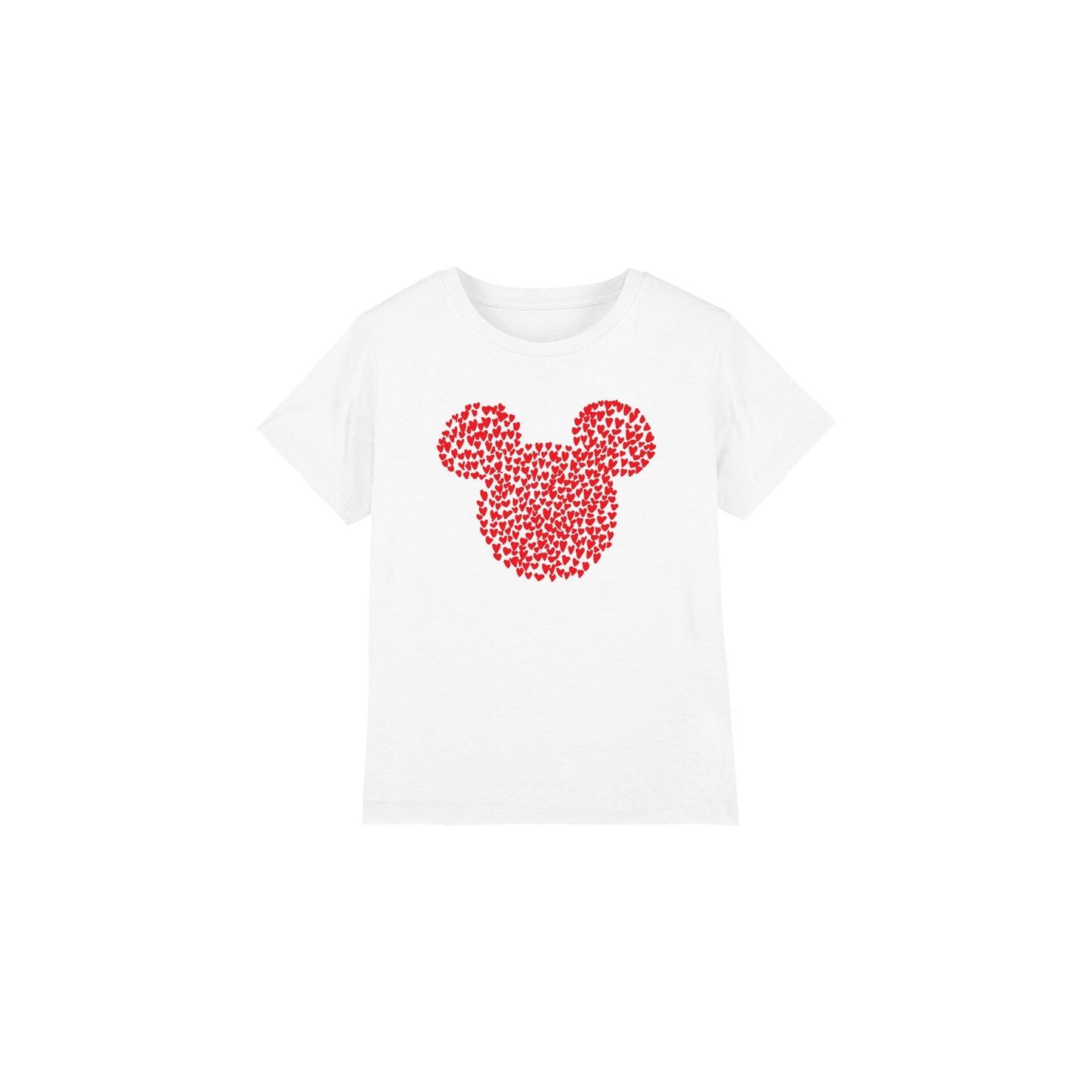 White - Front - Disney Childrens-Kids Mickey Mouse Heart Ears Silhouette Valentine`s Day T-Shirt