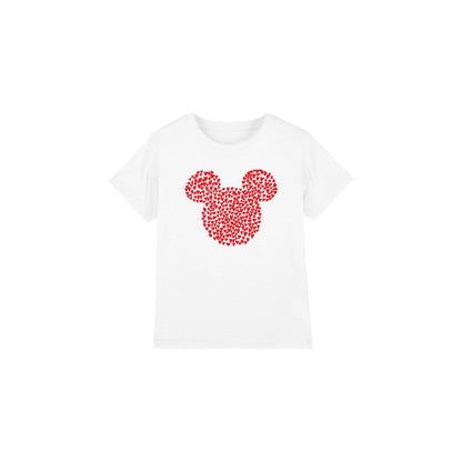 White - Front - Disney Childrens-Kids Mickey Mouse Heart Ears Silhouette Valentine`s Day T-Shirt