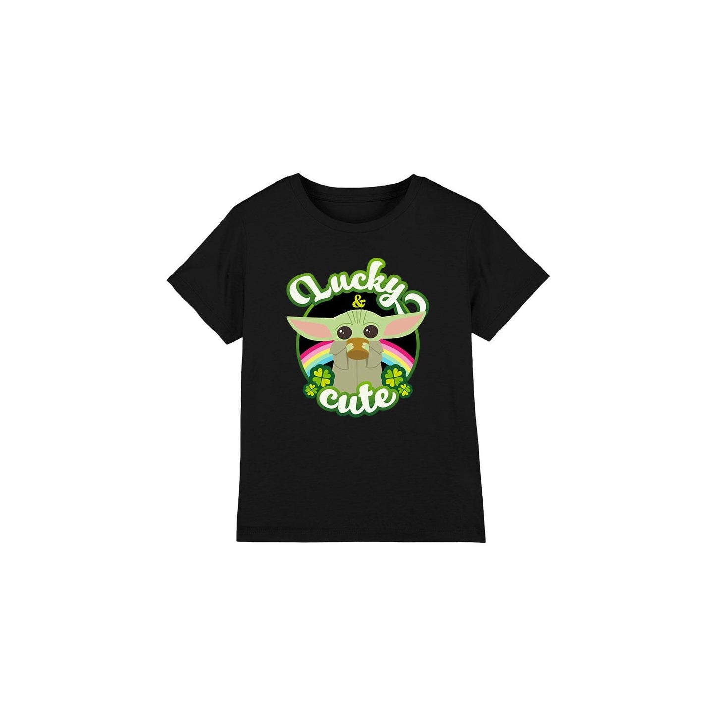 Black - Front - Star Wars Childrens-Kids Lucky Cute Grogu St Patricks Day T-Shirt