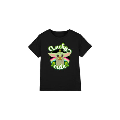 Black - Front - Star Wars Childrens-Kids Lucky Cute Grogu St Patricks Day T-Shirt