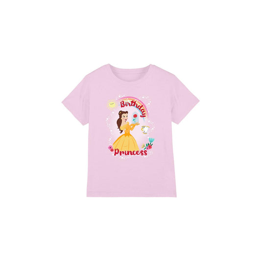 Pink - Front - Beauty And The Beast Childrens-Kids Birthday Princess Belle Chip T-Shirt