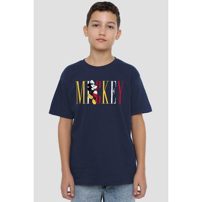 Navy - Back - Disney Childrens-Kids Mickey Mouse Multicolour Name T-Shirt