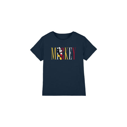 Navy - Front - Disney Childrens-Kids Mickey Mouse Multicolour Name T-Shirt