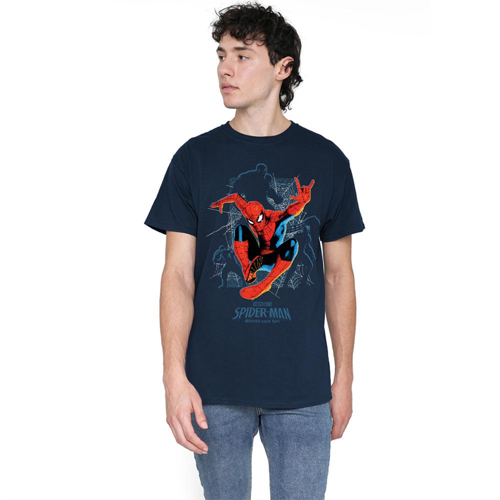 Navy - Side - Spider-Man: Brand New Day Unisex Adult Hero And Villains T-Shirt