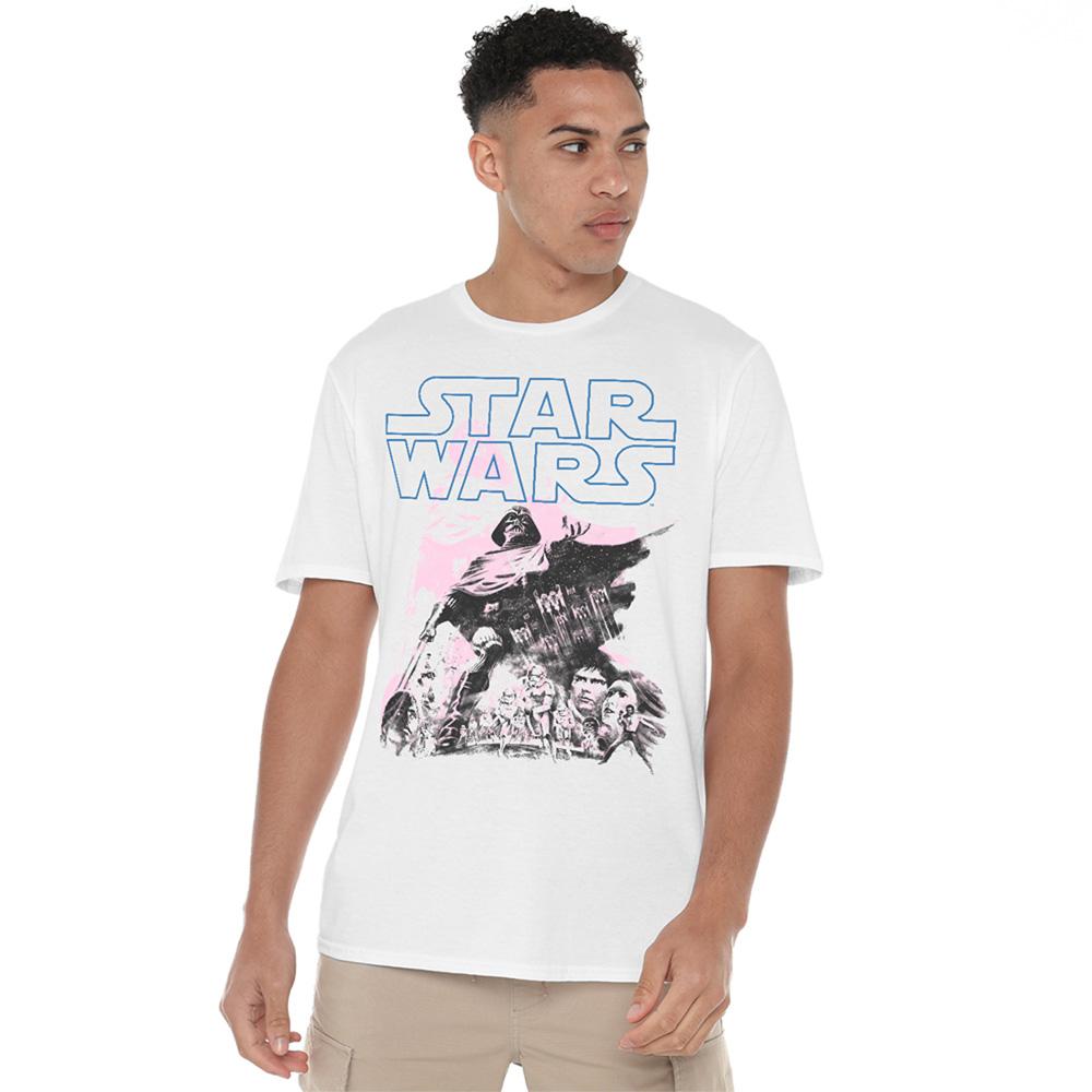 White - Side - Star Wars Unisex Adult Darth Vader Retro Poster T-Shirt