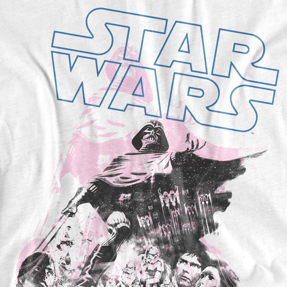 White - Pack Shot - Star Wars Unisex Adult Darth Vader Retro Poster T-Shirt