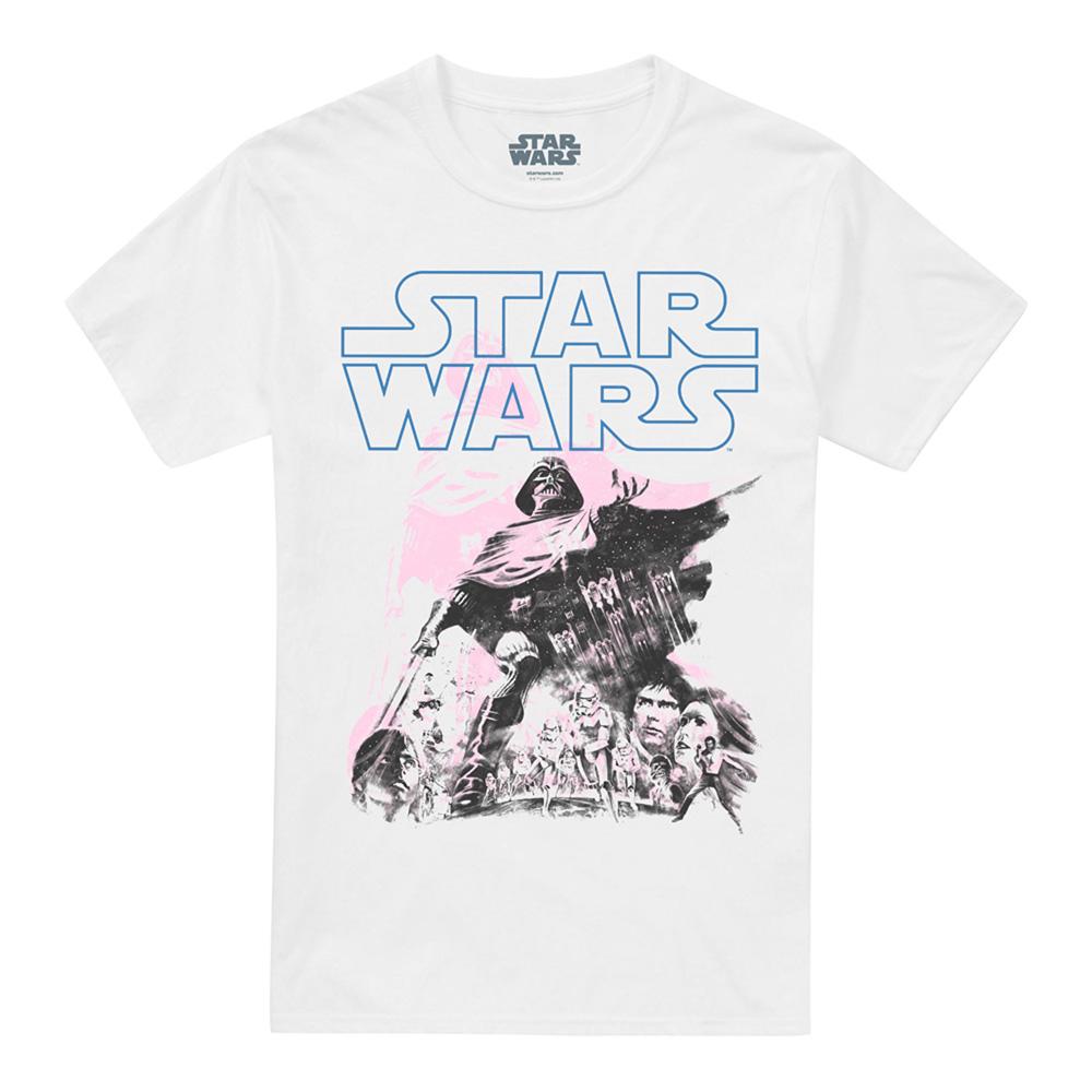 White - Front - Star Wars Unisex Adult Darth Vader Retro Poster T-Shirt